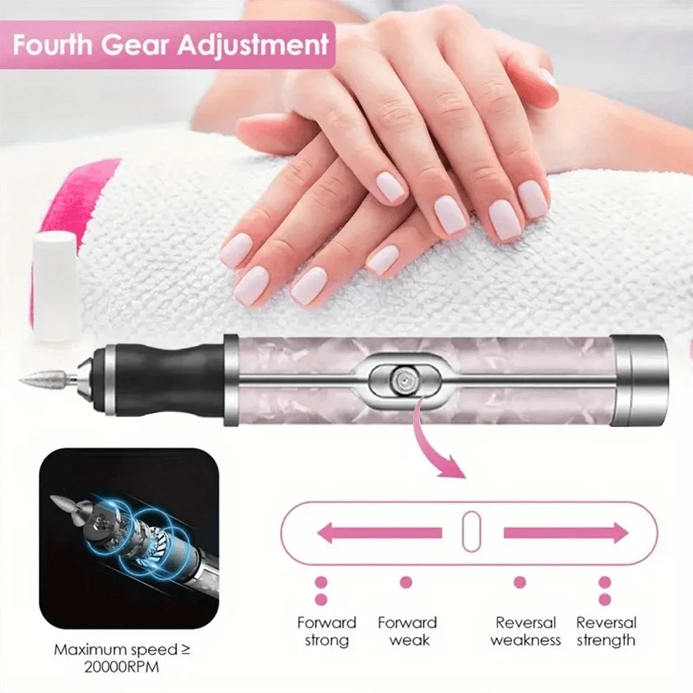 Torno Eléctrico para Uñas Portátil | 4 Velocidades | Kit Manicure y Pedicure Profesional 💅 - Firu Total Sales