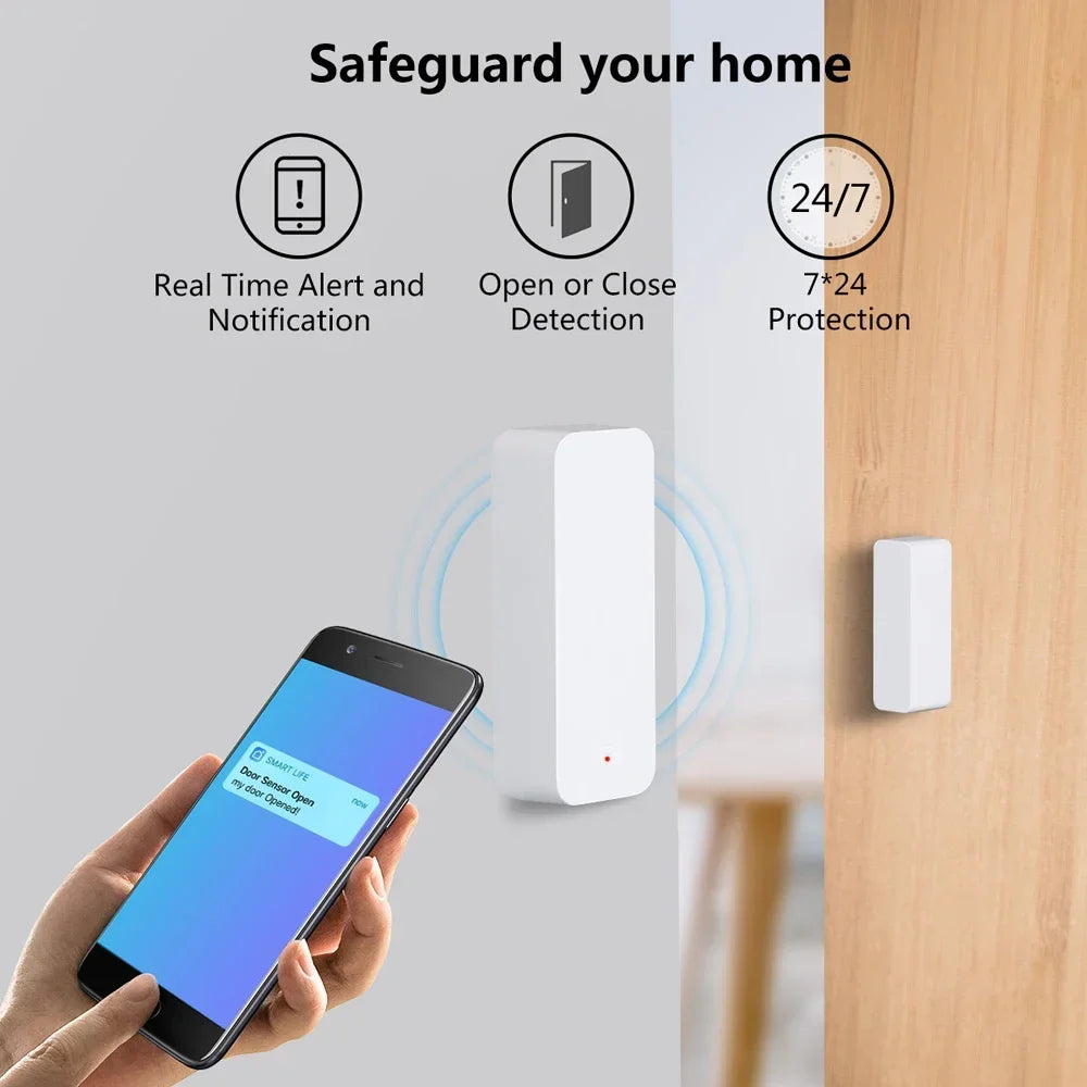 Tuya Zigbee WiFi Door Window Sensor Contact Sensor For Smart Home APP Remote Control Compatible With Alexa Google Assistant