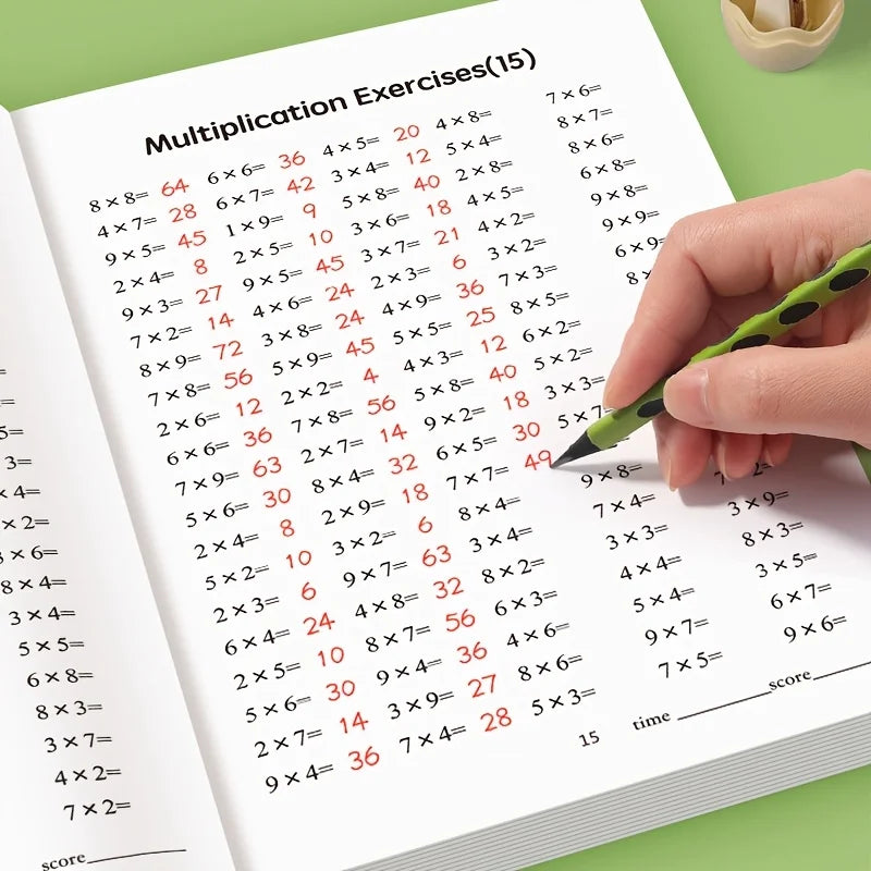 48-Page Multiplication and Division Practice Book for Children Aged 3 and Above - Durable Paper Arithmetic Exercise Book with Handwriting Practice, Perfect for School Supplies, Math Learning Tools, and Christmas Gifts, Multip