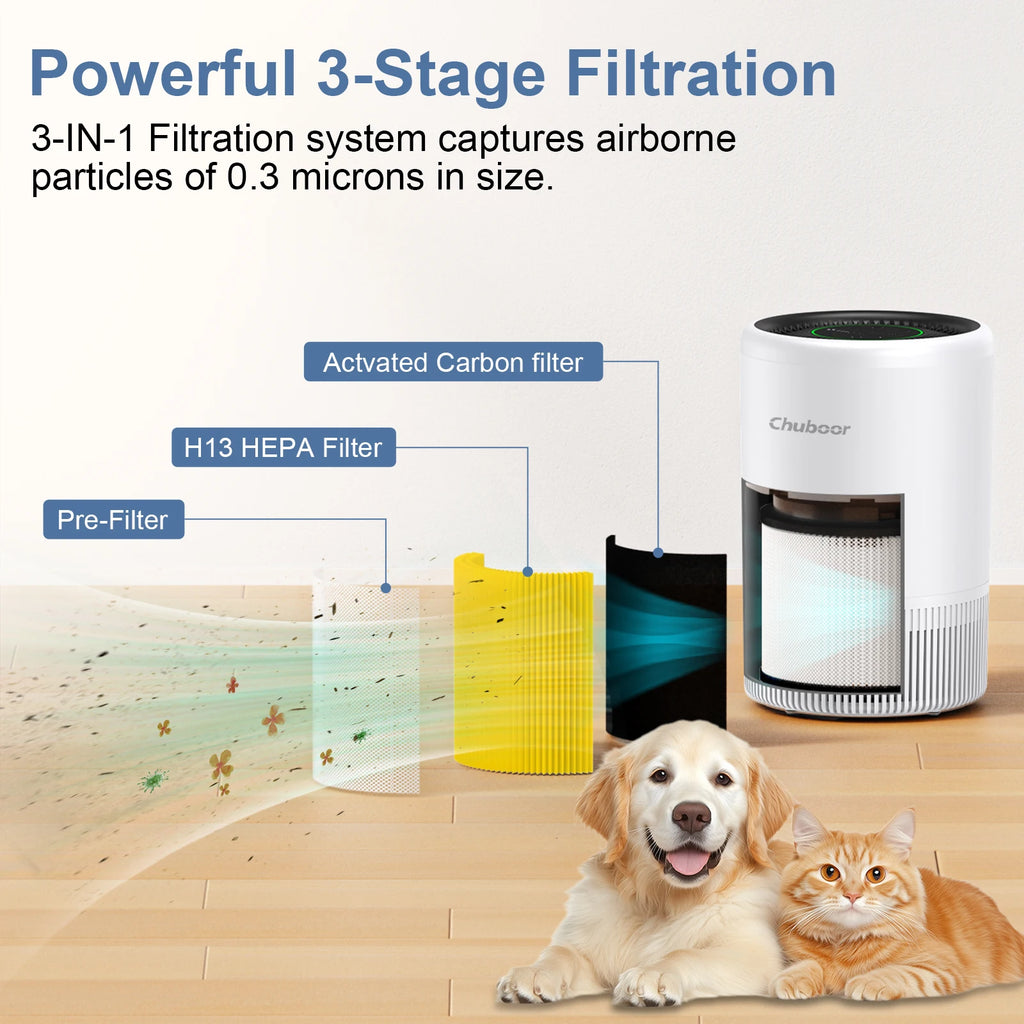 Purificador de Aire Inteligente Chuboor | App/Alexa | Monitor PM2.5 | Mascotas 🌬️