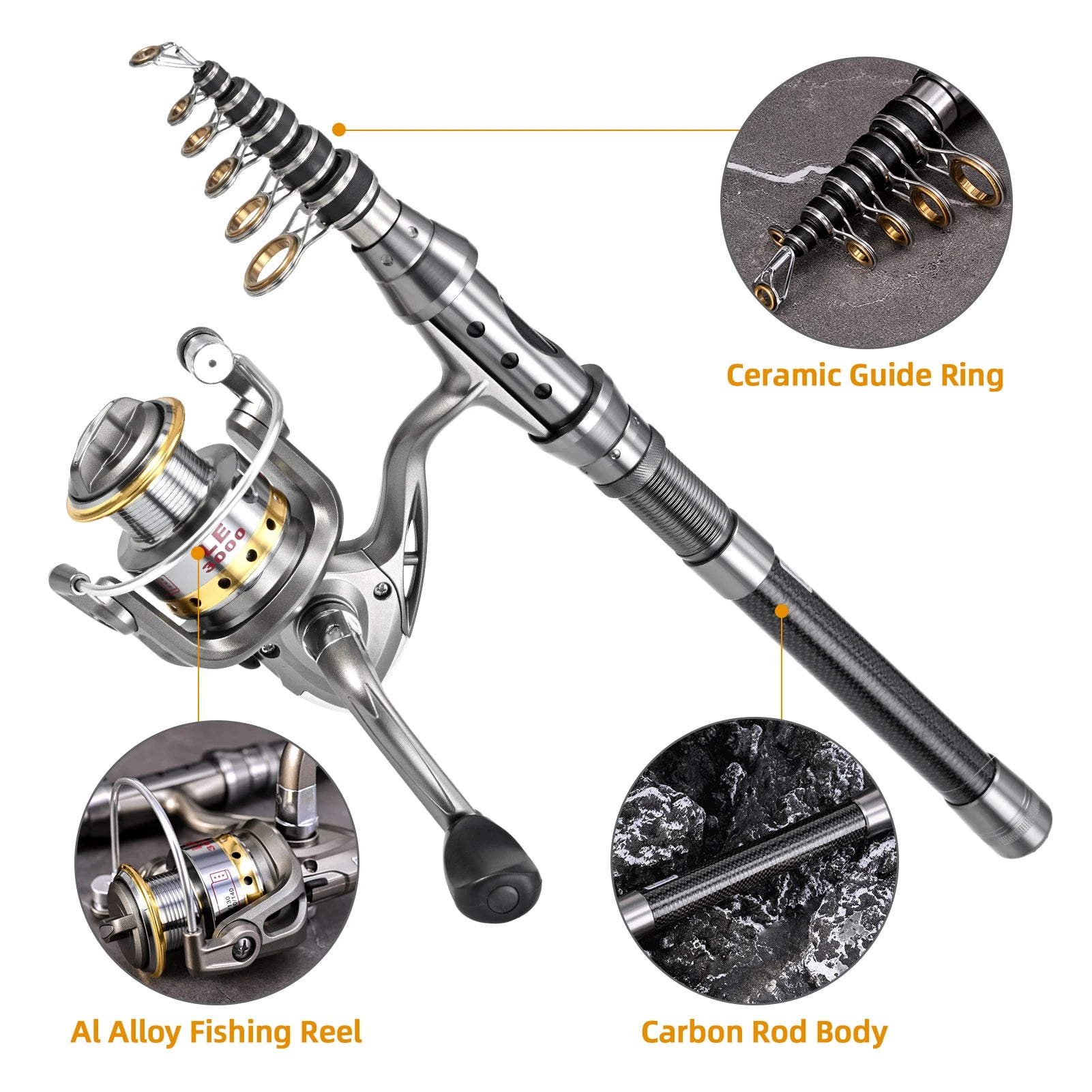 2-Pack Telescopic Fishing Rod & Reel Combo | Carbon Fiber | Full Accessories Set