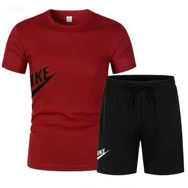 2026 Men's Summer T-shirt and Shorts Set, Men's Breathable Sportswear Set, Casual and Fashionable Short-sleeved T-shirt Set