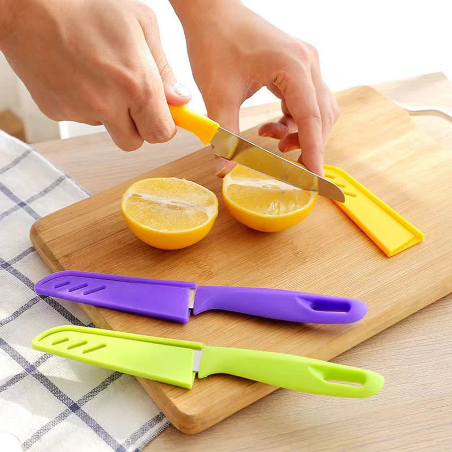 1PC Candy-colored portable fruit knife PP stainless steel thin sharp peeler peel knife kitchen household gadgets