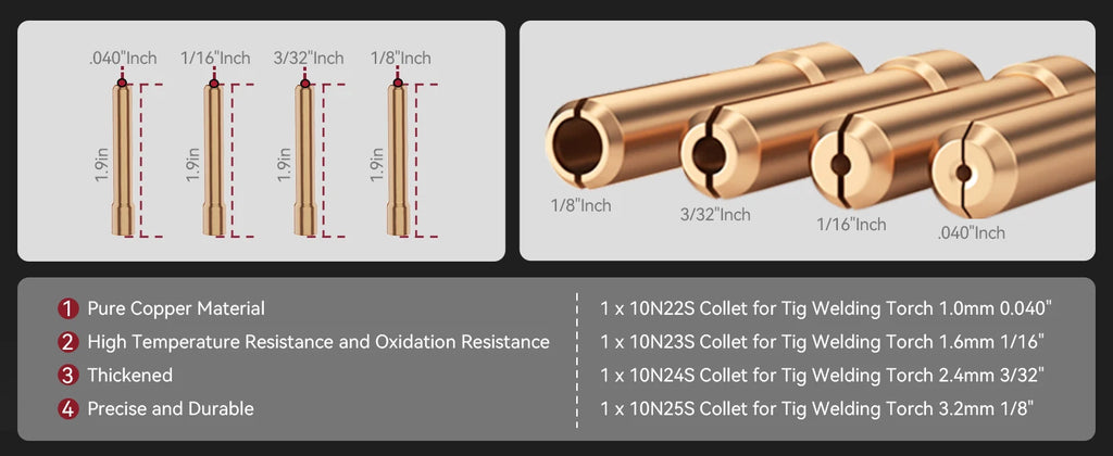 ARCCAPTAIN TIG Welding Torch Accessories Kit  Alumina Nozzle Collets Body Stubby Gas Lens #10 Glass Cup Consumables Kit