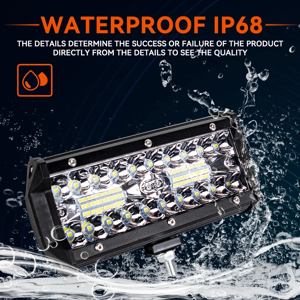 Barra LED Off Road 120W Combo | IP68+ | 6500K | 12V/24V | Camión, Tractor, Barco, SUV y ATV 4x4