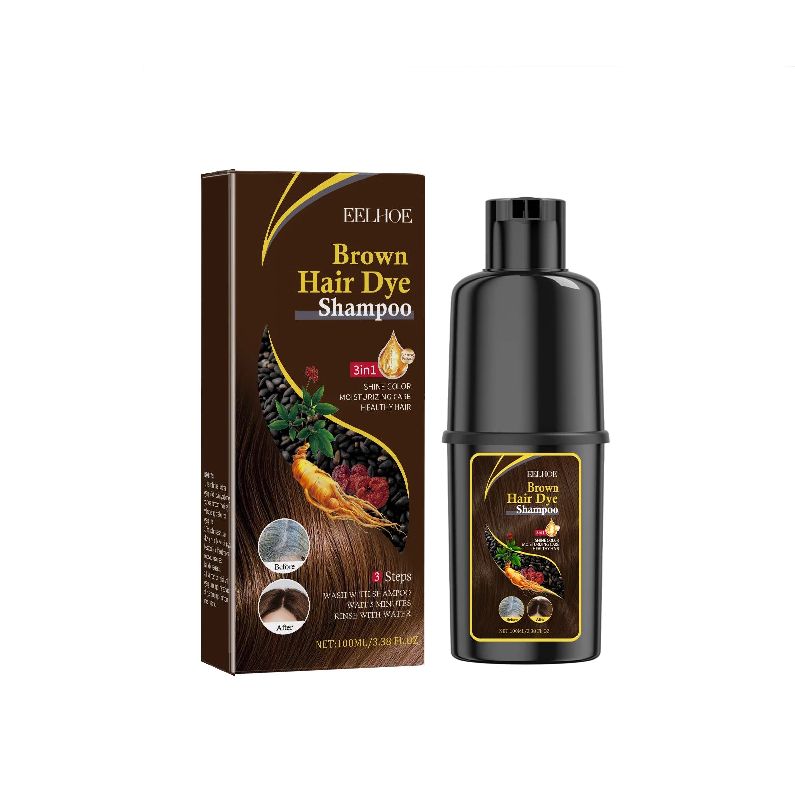Instant Coloring Shampoo Natural 5 Colors for Men Women DIY Hair Dye Coloring Care Gentle Non-Irritating 100ml Hair Dye Shampoo
