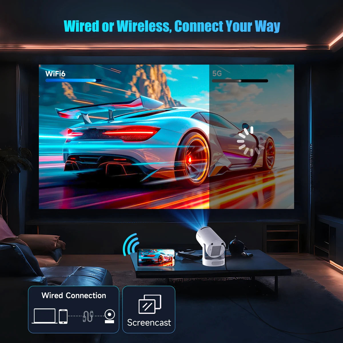 Proyector Magcubic HY300 Pro+ | Android 14 | WiFi 6 | BT5.4 | 8000 Lúmenes | Cine en Casa - Firu Total Sales