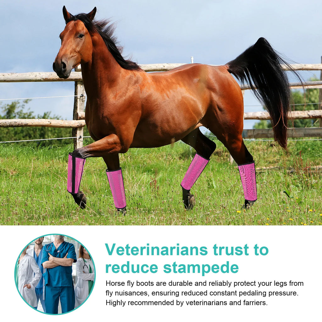 4pcs Botas Antimoscas para Patas de Caballo | Malla Transpirable | Protección 🐎