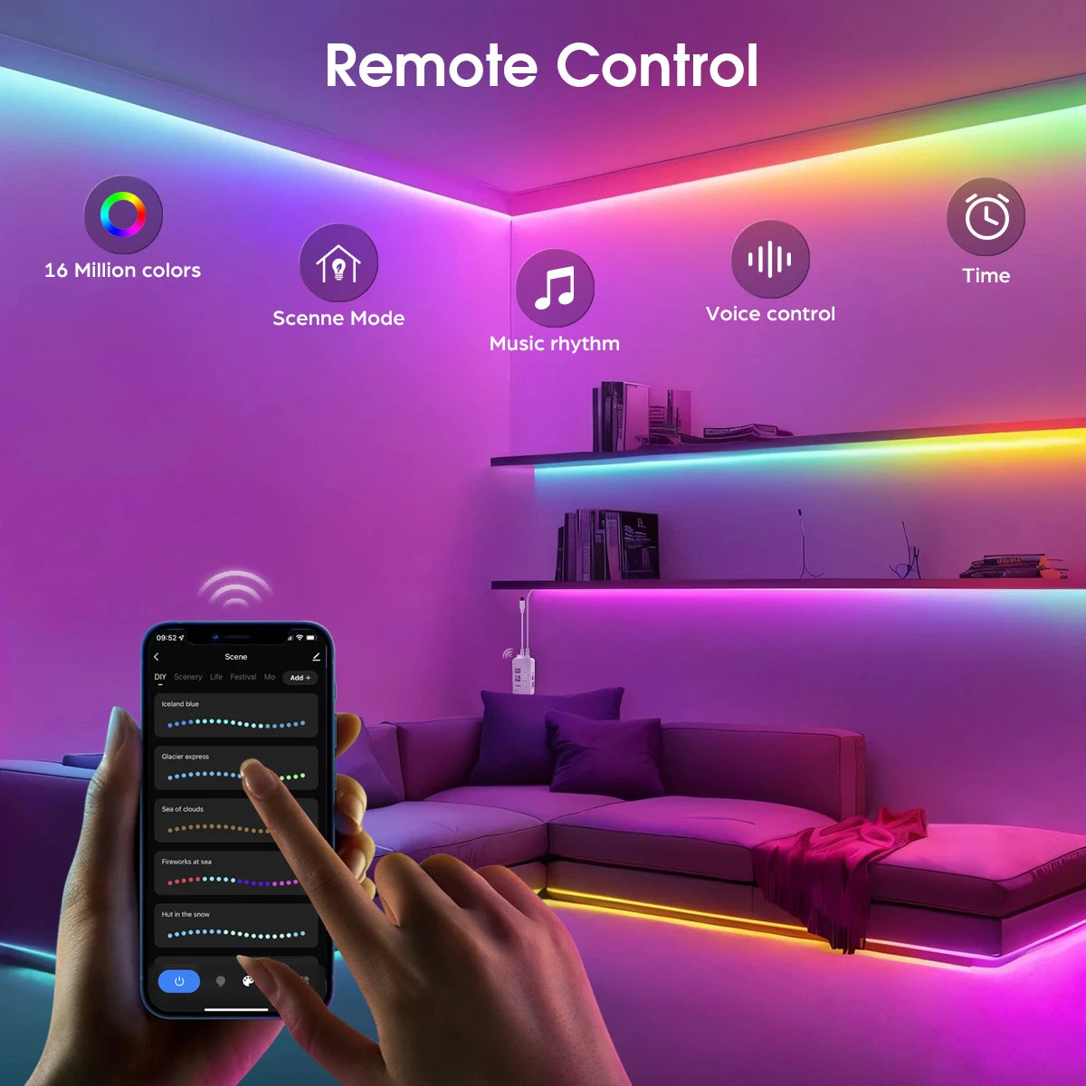 Tira LED RGBIC COB CHNAITEKE Tuya WiFi | 576LEDs/m | WS2811 | Alexa y Google | 12V | Dormitorio - Firu Total Sales
