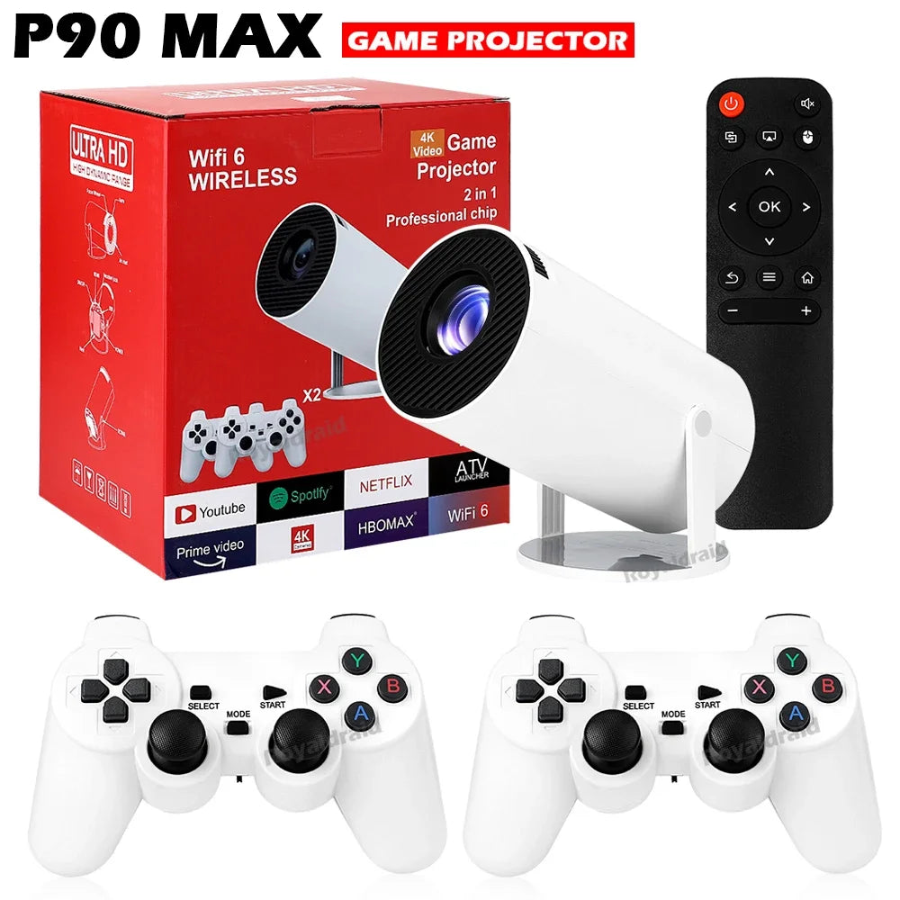 Proyector Gaming P90 Max HeroAngel | 4K 1080P | Android 11 | 19000+ Juegos | 2 Controles Inalámbricos - Firu Total Sales