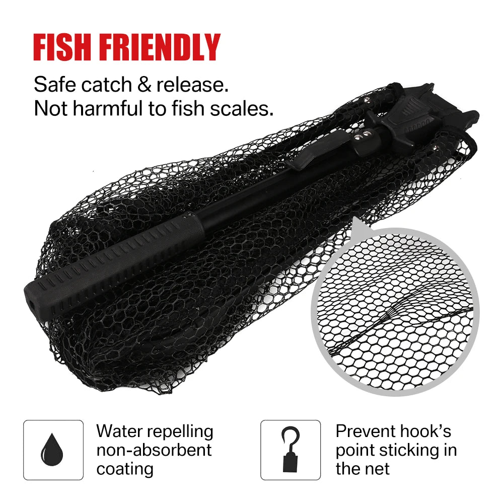 Collapsible Fishing Landing Net with Telescoping Pole Handle Extend to 190cm 100cm 80cm Fishing Net For Saltwater Freshwater