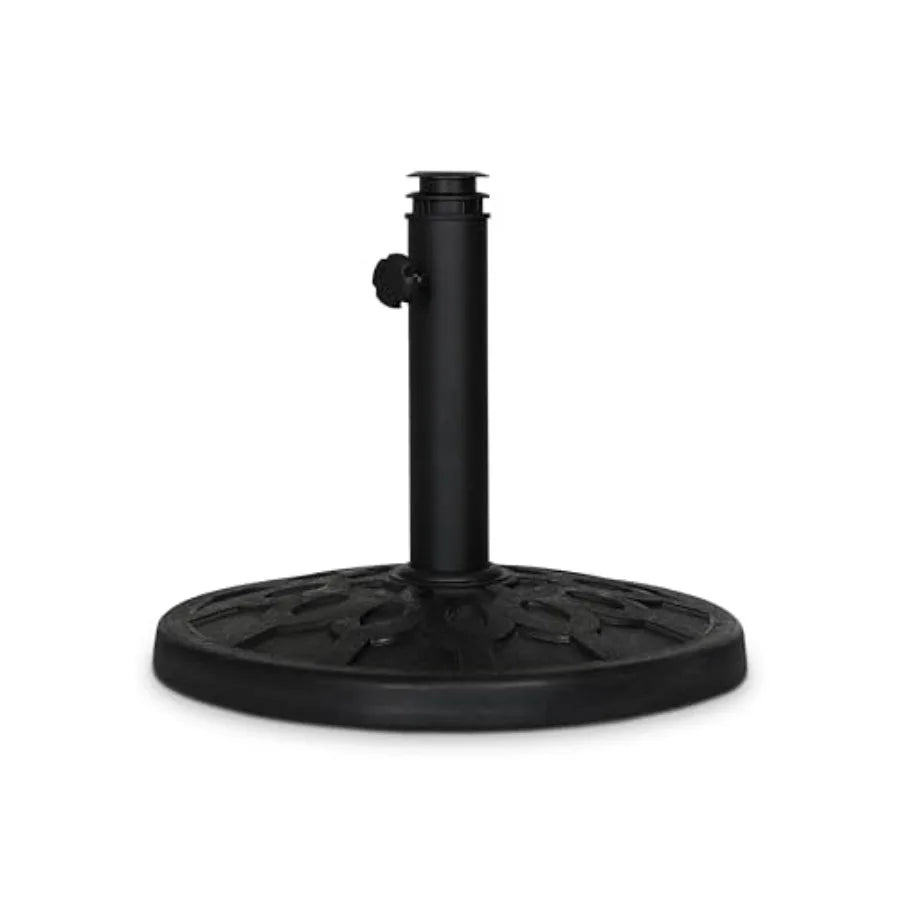 Backyard Expressions 20 lb Round Patio Umbrella Base Heavy Duty Resin-Coated Calcium Carbonate Stand with Adjustable Pole Adapt