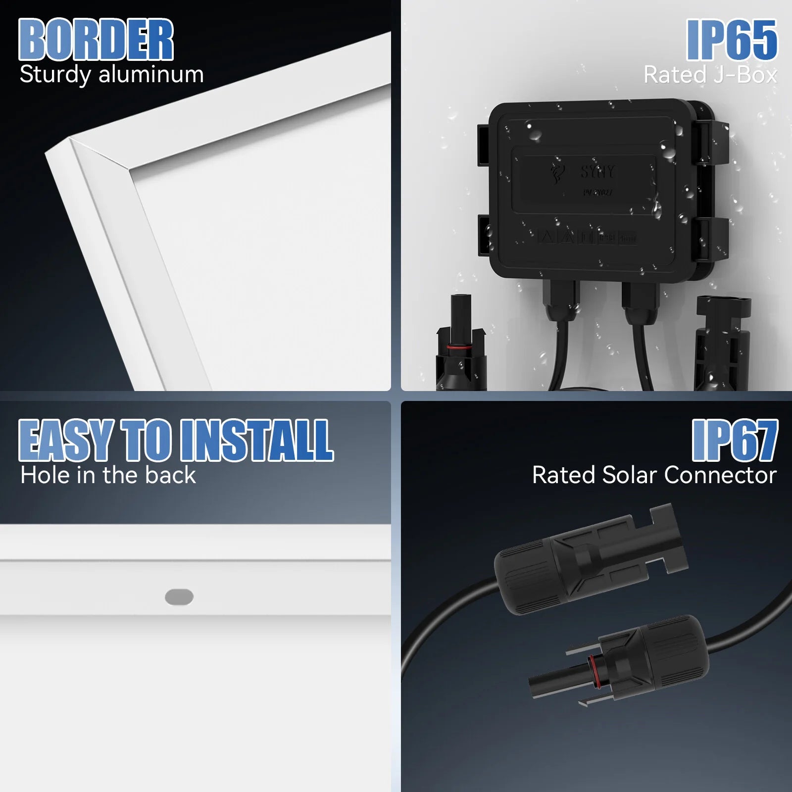 RVPOZWER 12.8V 100W Rigid Solar Panel 18BB N-Type Solar Cells Monocrystalline Silicon Waterproof Solar Panel Home/RV