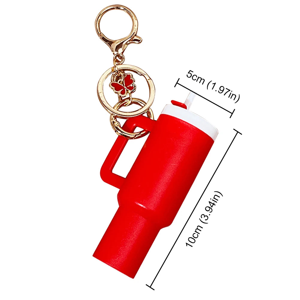Mini Cup Keychain Lip Balm Keychain Cute Tumbler Key Ring Chapstick Holder Keychain Handbag Charms Key Ring for School Bag
