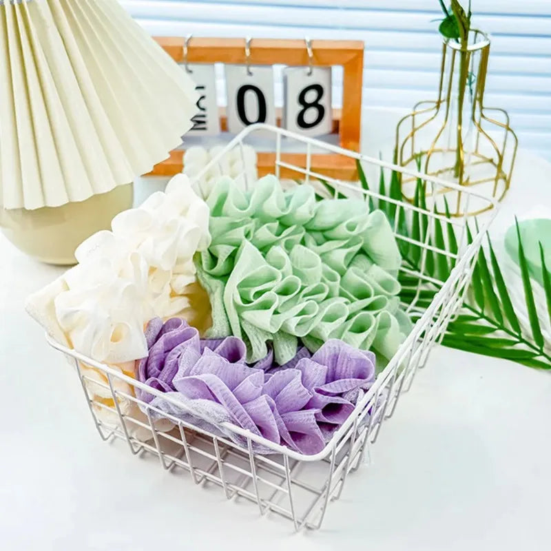 Two-in-one Bath Towel Can Put Soap Bath Ball Portable Double-sided Bath Flowers Skin Care Exfoliation Body Scrub Containers