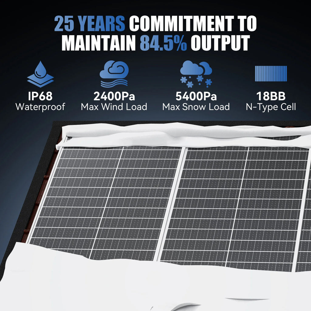 RVPOZWER 12.8V 100W Rigid Solar Panel 18BB N-Type Solar Cells Monocrystalline Silicon Waterproof Solar Panel Home/RV