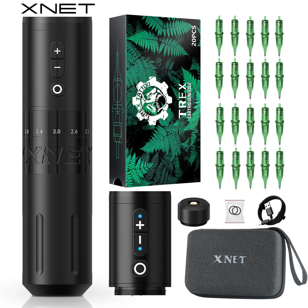 XNET E1 Wireless Tattoo Machine 20pcs Needle 2.0-4.2 Adjustable Stroke Custom Motor 2000mAh Battery Makeup Tattoo Pen For Tattoo