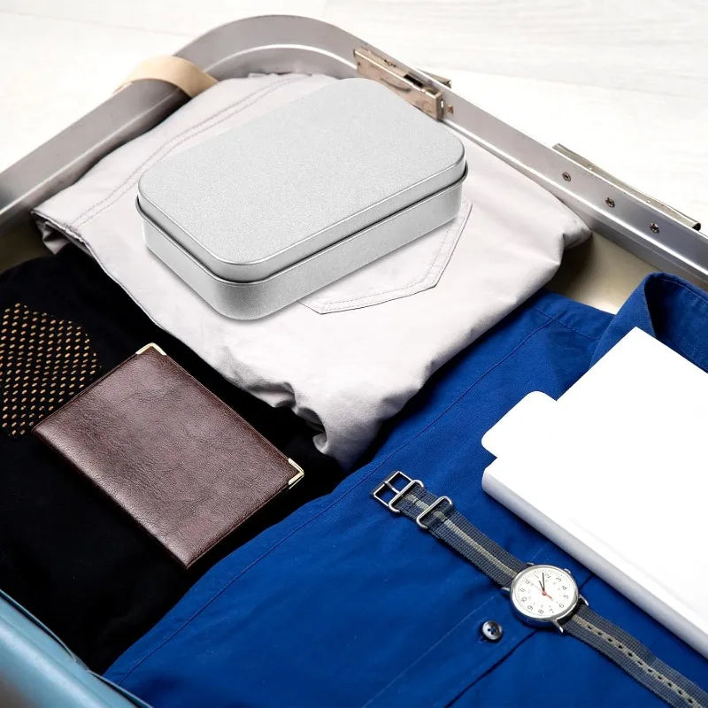 Mini Metal Box Tin-Plated Slide Cover Storage Box Portable Jewelry Pill Cosmetic Cases Home Rectangular Empty Storage Container