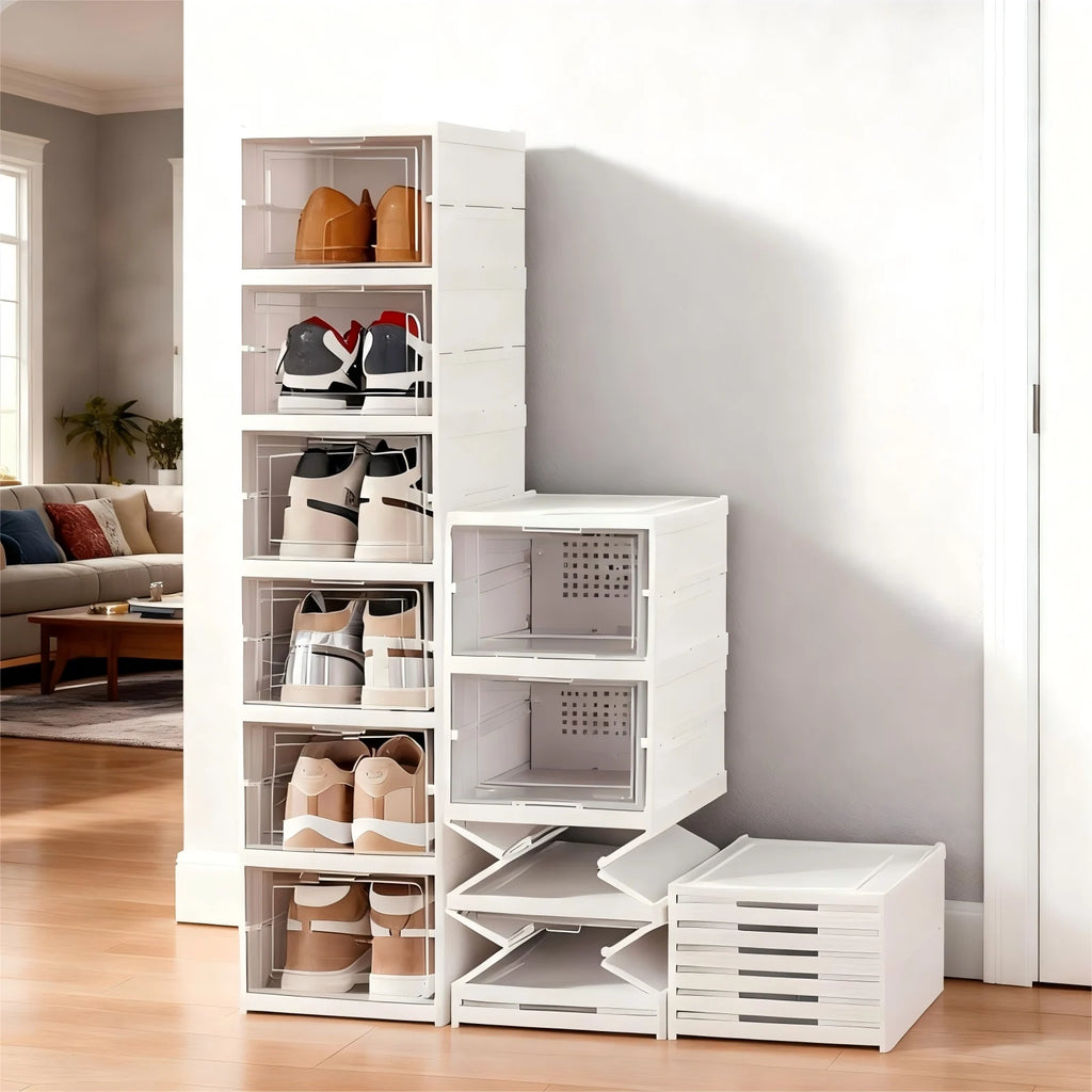 1x/2x Clear Shoes Cabinet Foldable Sneaker Shoes Storage Organizers Dustproof Thickening shoes Boxes High-top Shoe Rack Shelf