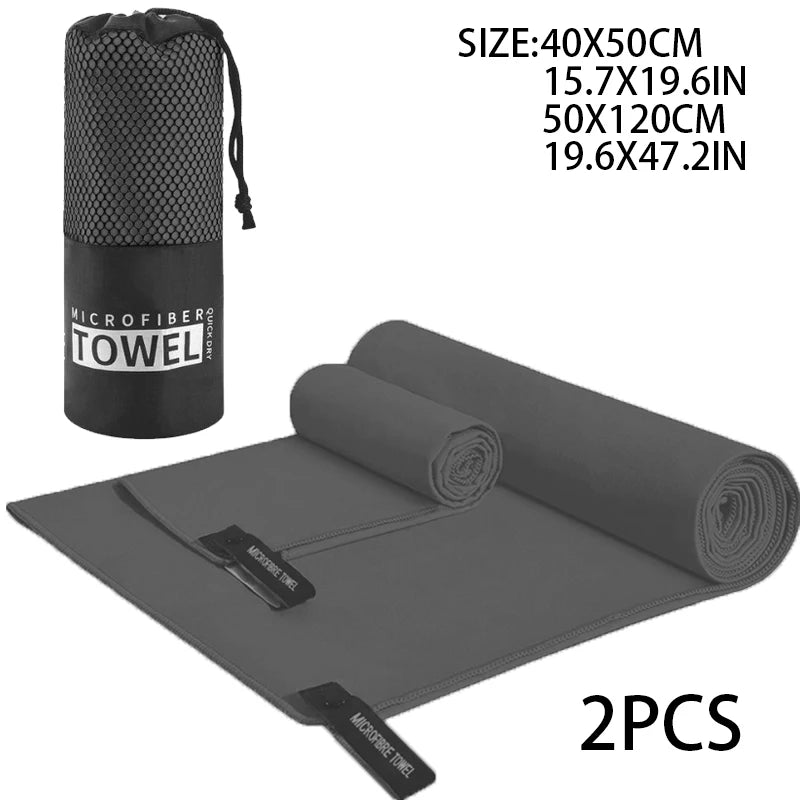 2-pcs Microfibre set sports towel fitness swimming towel body bath towel canbeused for yoga running camping beach WashclothTowel