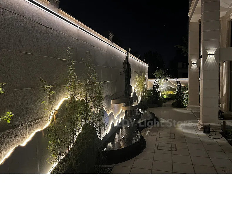 Modern Waterproof outdoor Long Strip LED wall lamps IP65 Aluminum Wall Light Garden porch Sconce Lights 110V 220V wall washer