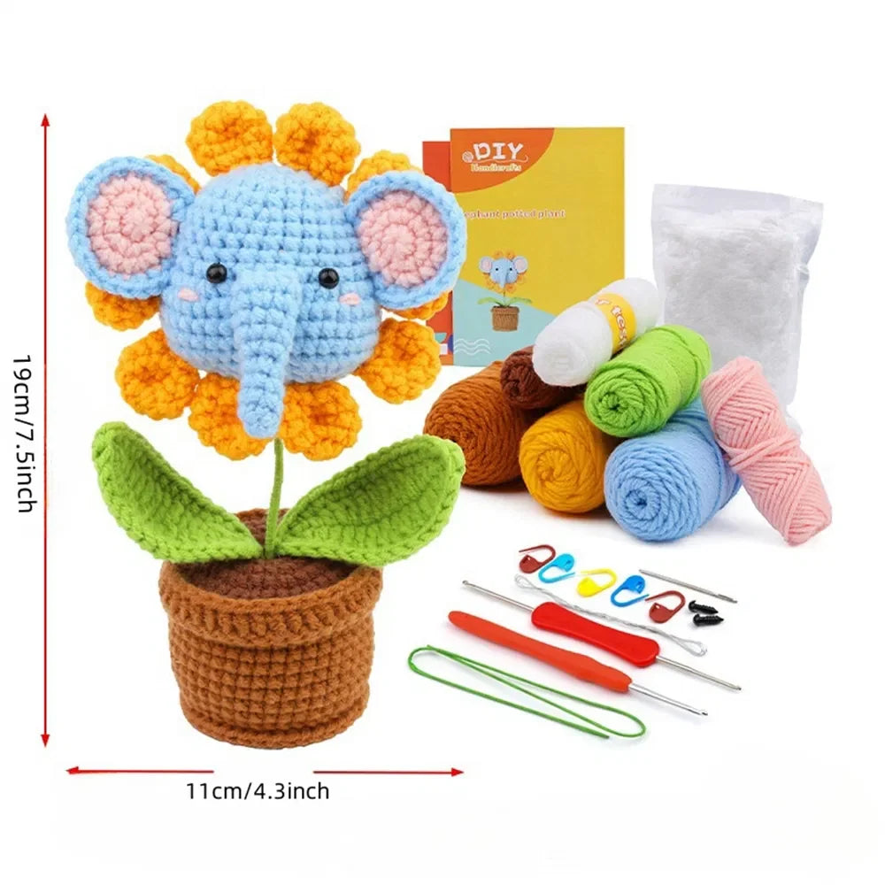 Kit de Tejido DIY Elefante | Crochet con Hilo y Aguja | Manualidades Handmade