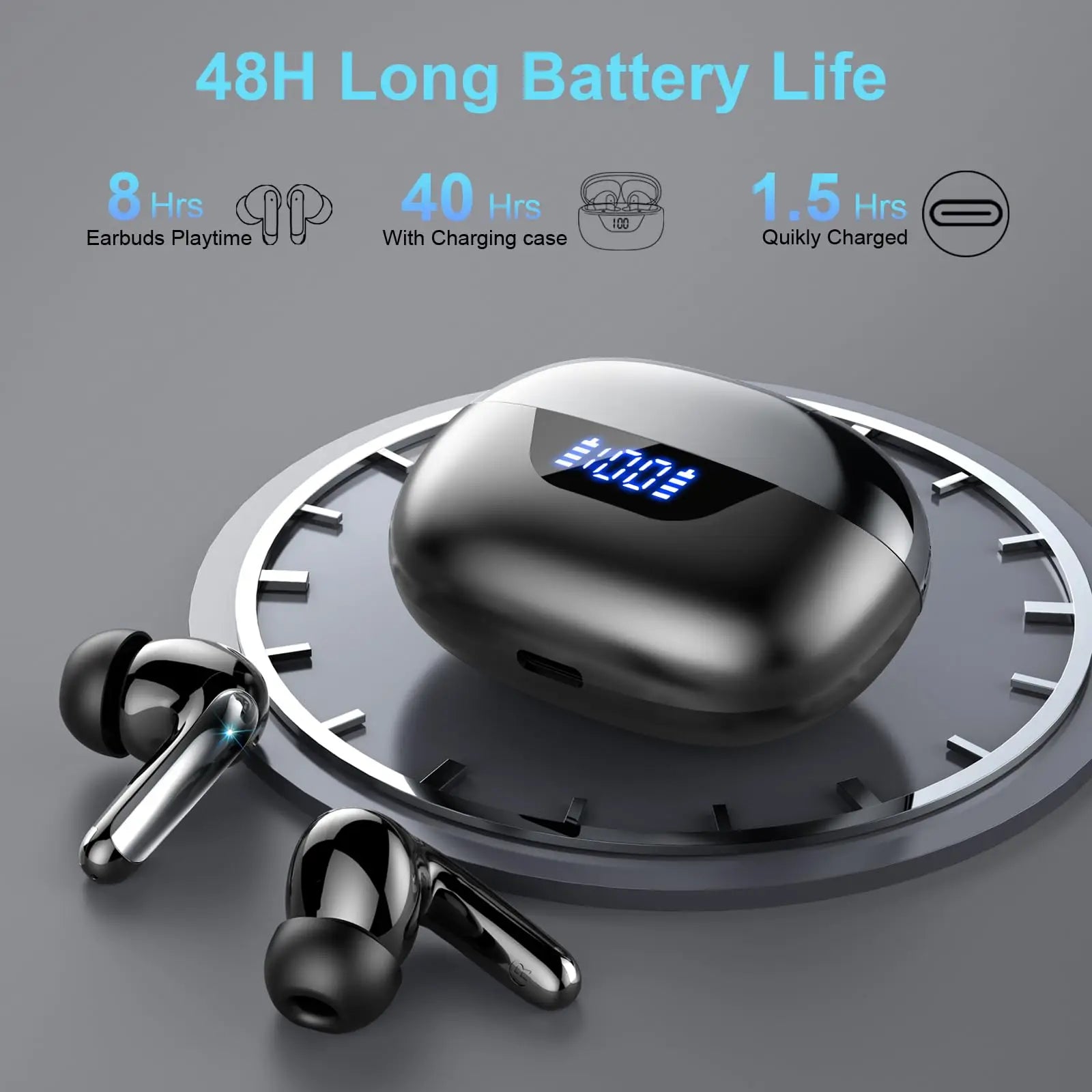 Wireless Earbuds Bluetooth 5.3 | 4 ENC Mic Noise Cancelling | 48H Battery Life