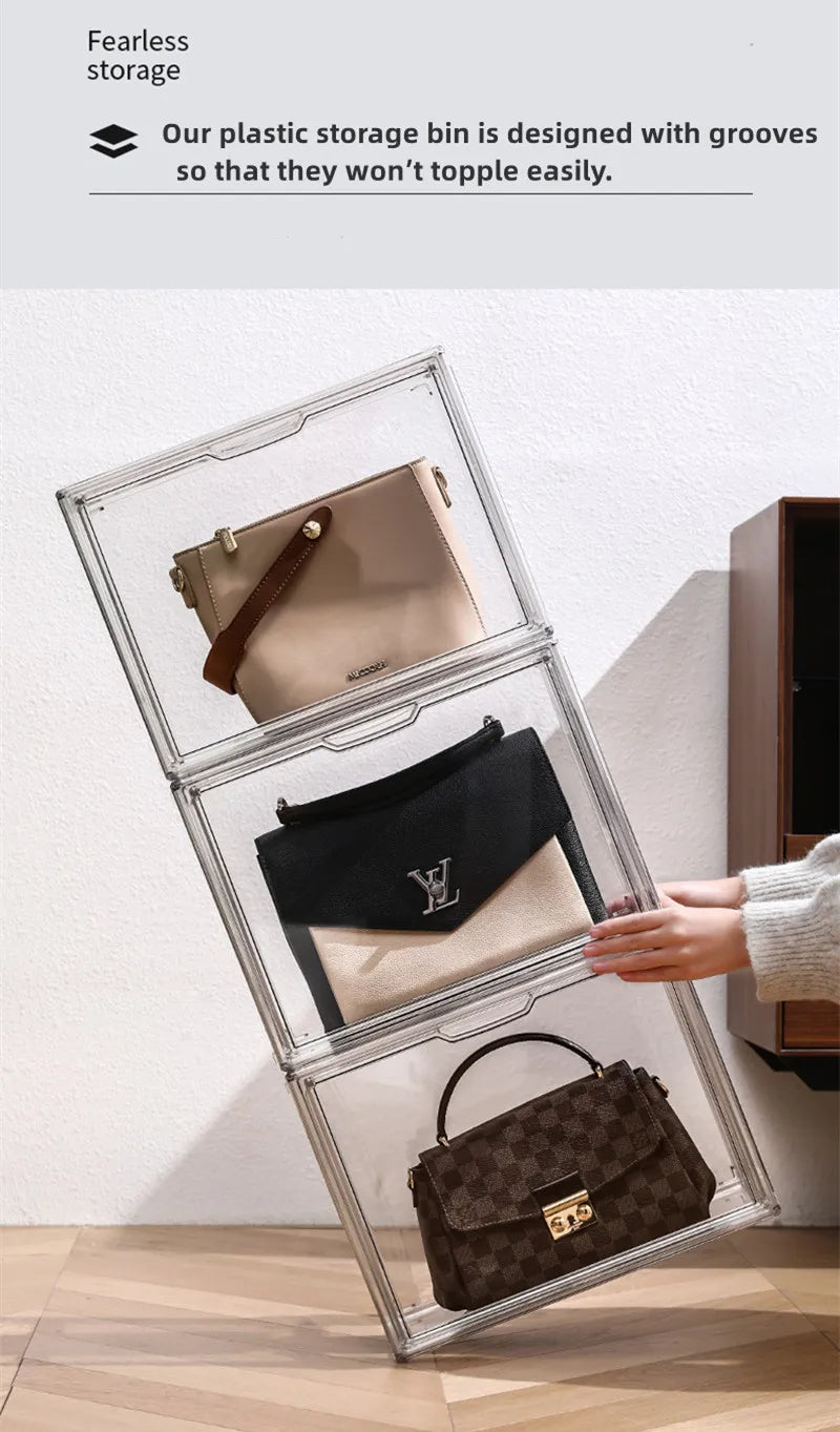 1pc/3pcs Clear Display Case Large Capacity Storage Box Organizer For Figures Acrylic Box Blind Box Makeup Toy Showcase For Bag