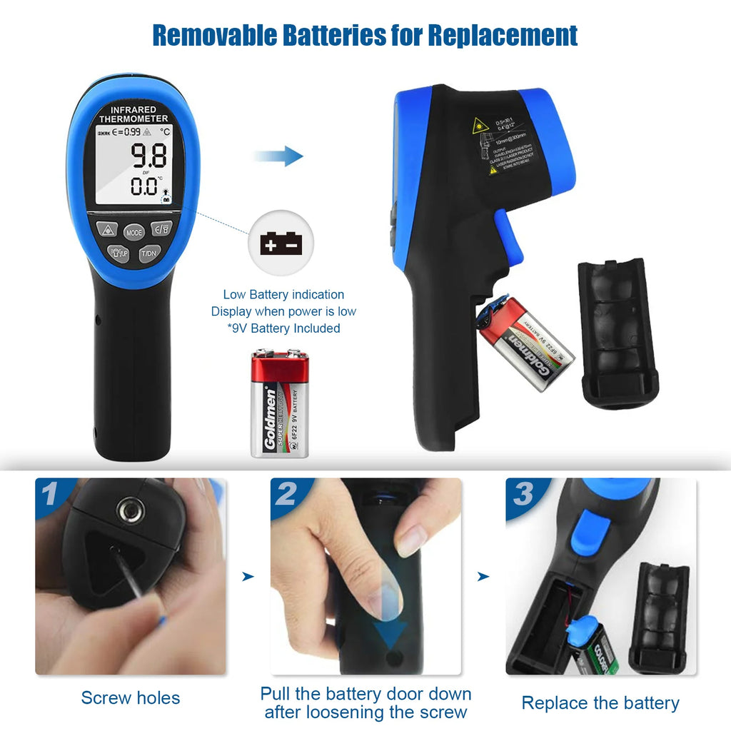 KE-1500 Digital Infrared Thermometer Gun — -50° to 1500°C | 30:1 D:S Ratio