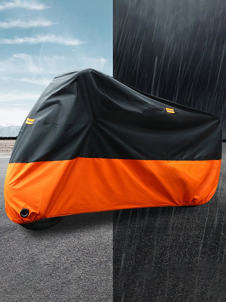 Motorcycle Cover Waterproof Dustproof Wear-Resistant Fabric Motorbike Cover Motors Dust Rain UV Protector Cover for All Season