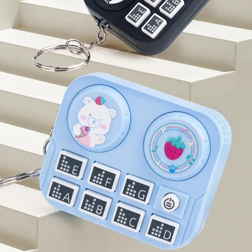 Mini Music DJ Disc Player Keychain Musical Instrument Sound Button Toy Games Educational Toy Bag Pendant Keychain