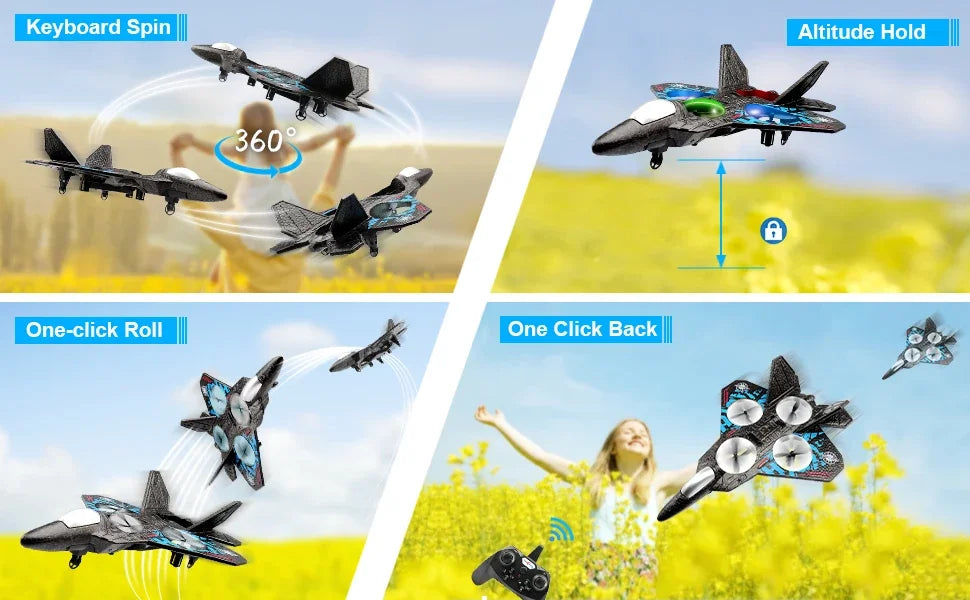 Avión RC Planeador EPP Foam 2.4G con Luces | Control por Gravedad | Regalo Niños ✈️ - Firu Total Sales