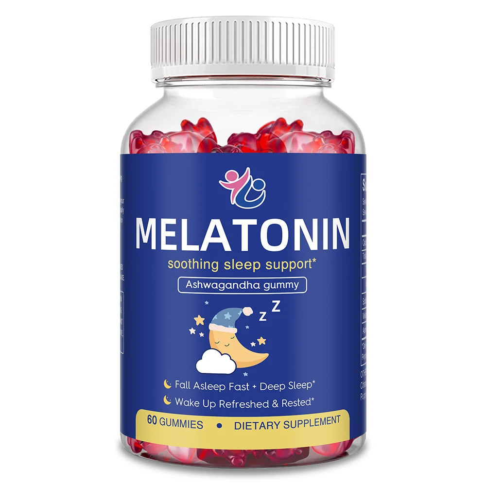 Melatonin Sleep Gummies - with Ashwagandha, Promote Sleep Health, Improve Sleep Quality, and Enhance Immunity, 60 Gummies