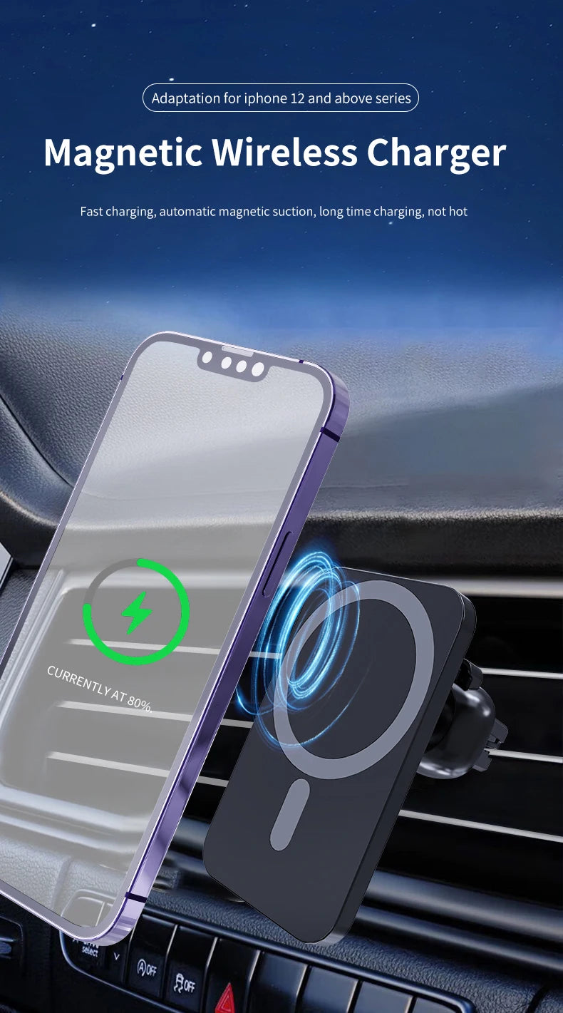 30W Magnetic Car Wireless Charger | MagSafe Compatible | iPhone 12-15 Pro Max