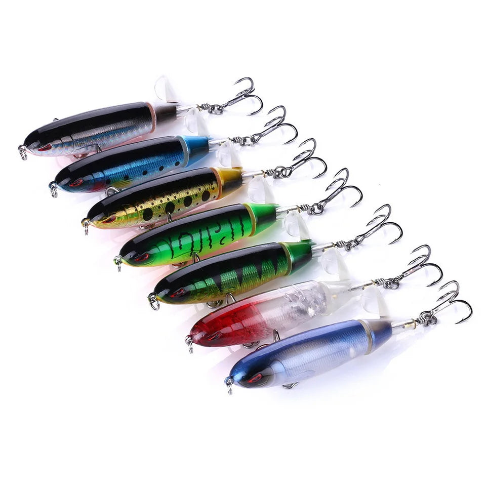 Señuelo Topwater SANMO | 10/14cm | Spinner Popper Lápiz | Hélice Cola Giratoria | 10 Colores | Mar y Lago - Firu Total Sales