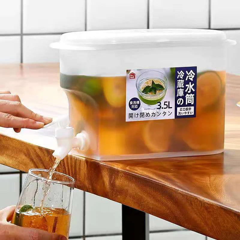 3.5L Beverage Dispenser Cold Juice Water Storage Bucket Outdoor Fridge Liquid Container