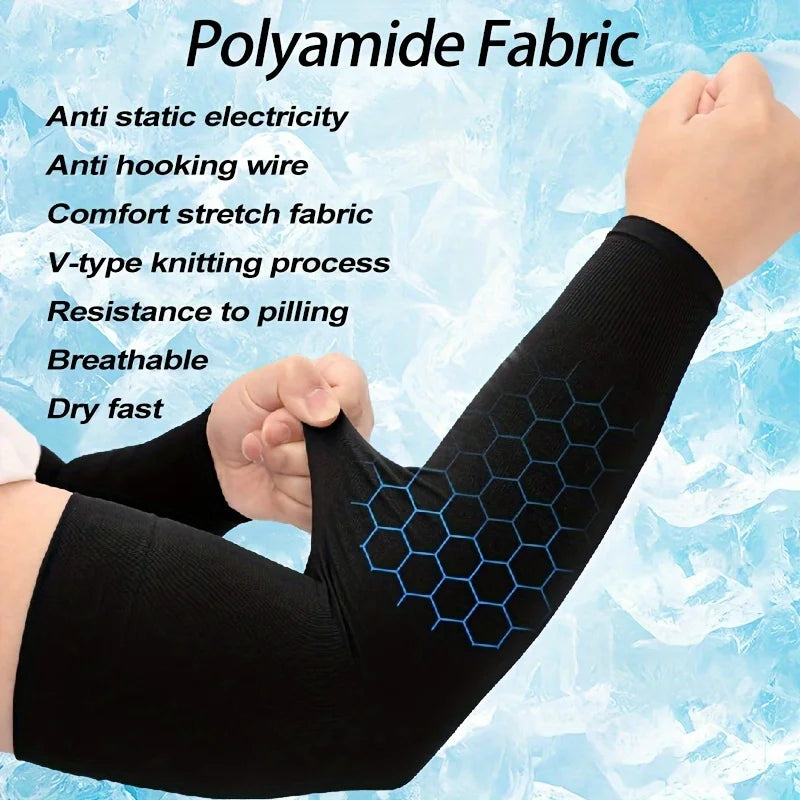 2 Pairs Cooling Ice Arm Sleeves, Breathable Compression Arm Sleeves for Men Women, UV Protection for Driving Fishing Sports