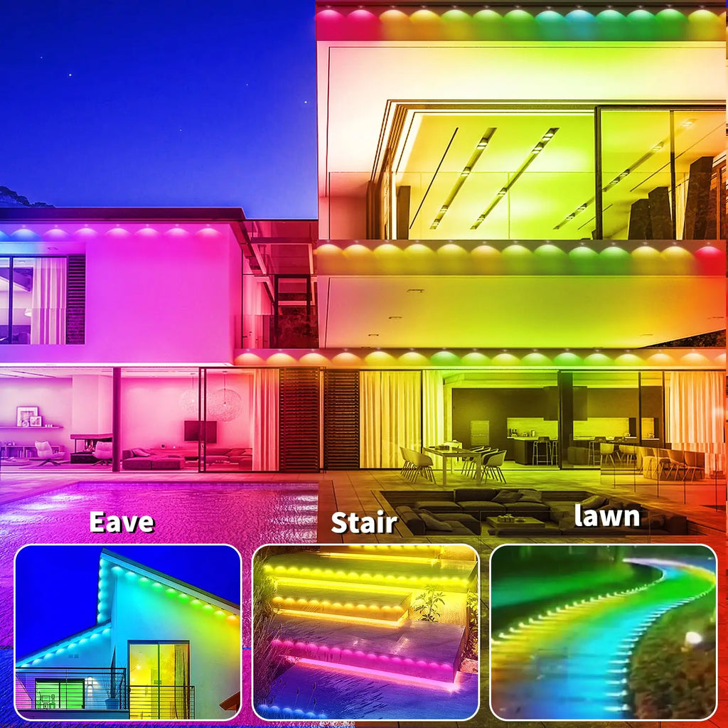 Luces Alero Exterior MIMIRGB 60m | 120LEDs RGBIC | IP67 | Alexa | Halloween y Navidad | Casa Completa - Firu Total Sales