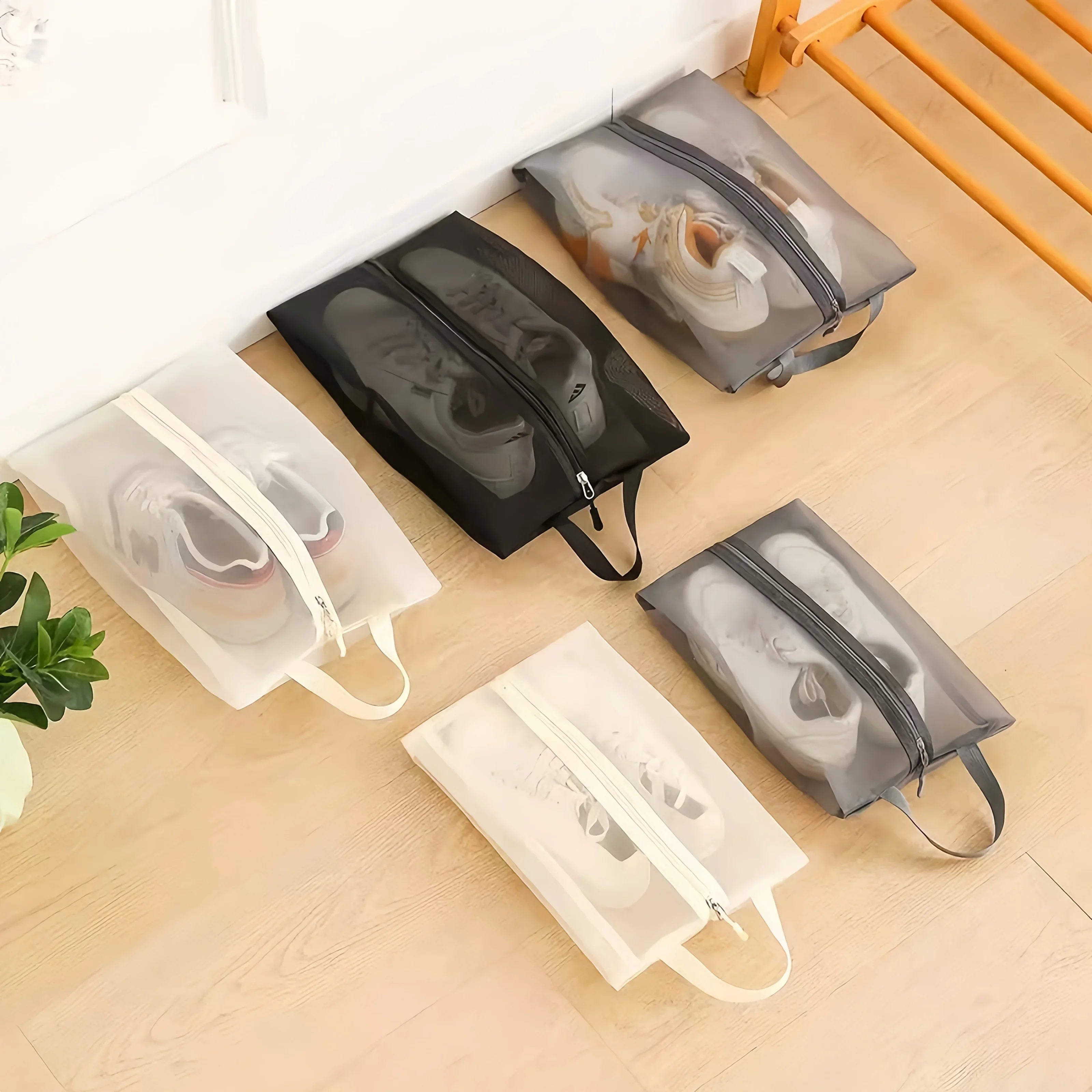 1pc Foldable Breathable Mesh Shoe Bags -Large Capacity Shoe Organizer for Gym, Travel, Beach, Makeup & Toiletries Storage