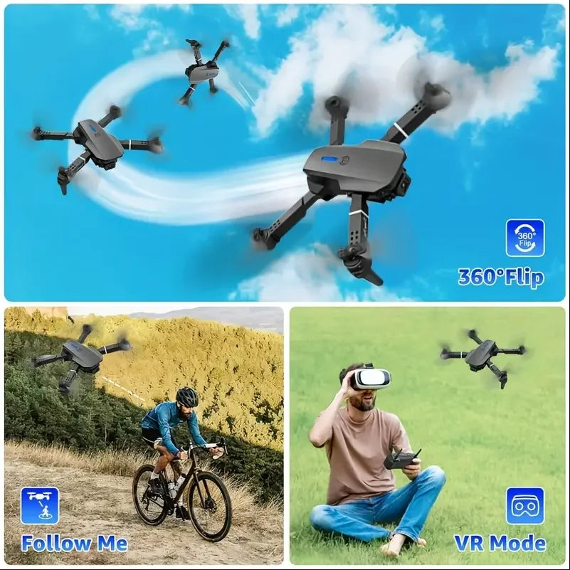Drone E88 2025 | Cámara Dual HD 1080P | Control por Pantalla Sin Teléfono | GPS | WiFi | Despegue 1 Tecla | Resistente a Golpes
