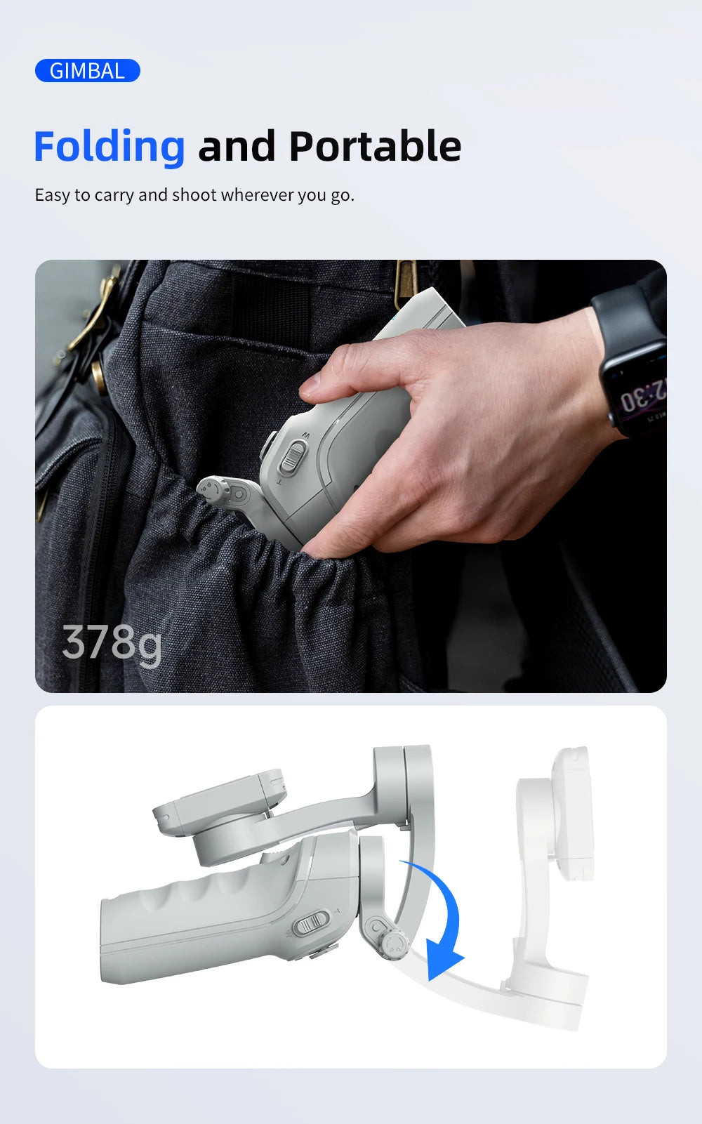 M01 3-Axis Smart Gimbal Handheld Stabilizer Selfie Tripod with Fill Light for Smartphone Anti Shake Foldable for Xiaomi iPhone - Firu Total Sales