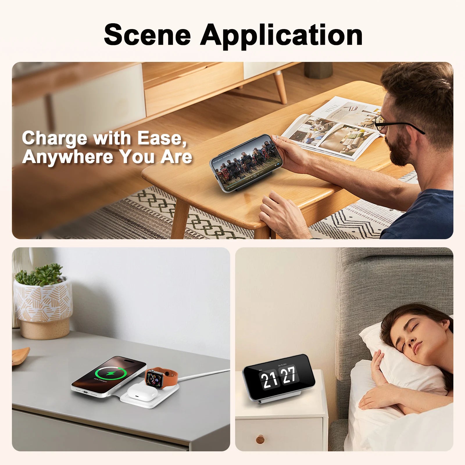 3 In 1 Wireless Charger Station Magnetic Foldable 15W For Apple Devices iPhone 16 15 14 13 12 Pro/Pro Max/Plus/Watch & Airpod - Firu Total Sales