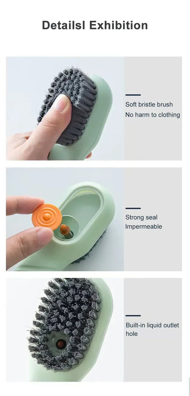 Household Shoe Cleaning Brush With Soap Dispenser Soft Hard Bristle Kitchen Scrubber Multitool For Carpet Bathroom Sneakers