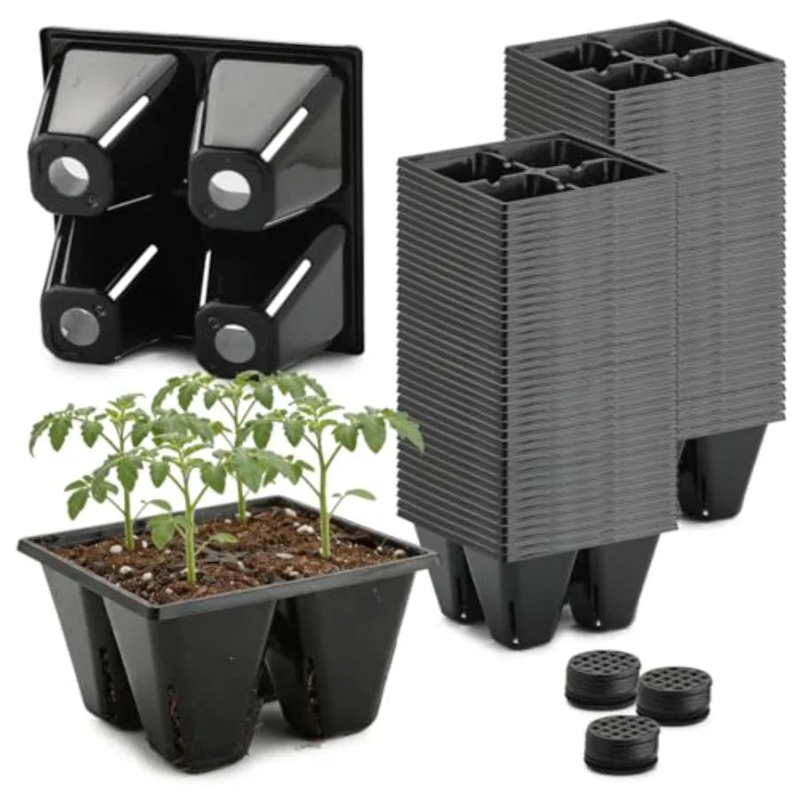 80 Pack Reusable 4-Cell Seed Starter Tray for Seedlings Easy Watering Seed Starting Trays with Drainage Holes for Seed Germinat