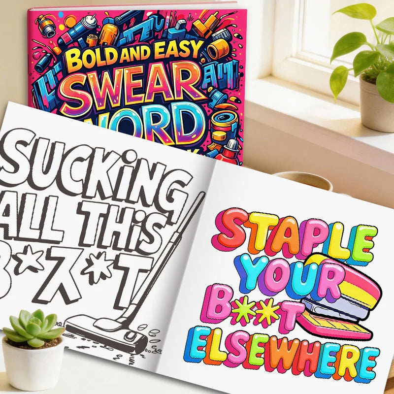 32 Pages Bold And Easy Swear Word Graffiti Coloring Book For Adults Stress Relief Anti-Anxiety Art Therapy Gift