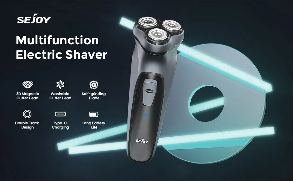Sejoy BLASTO1 Electric Shaver for Men Rechargeable Electric Razor Triple Floating Head Shaving Machine Beard Trimmer Gift