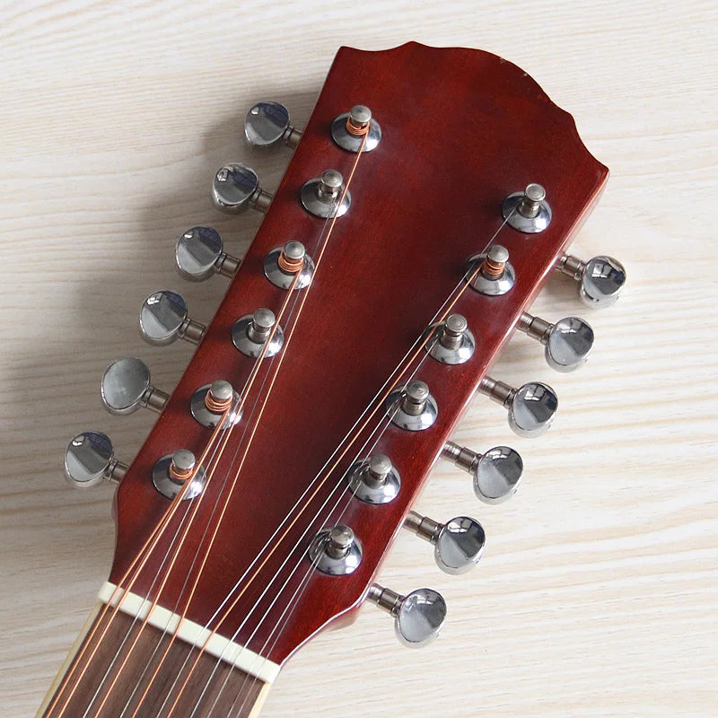 Guitarra Acústica de 12 Cuerdas 41" | Madera Spruce | Diseño Folk | Negro y Natural 🎸