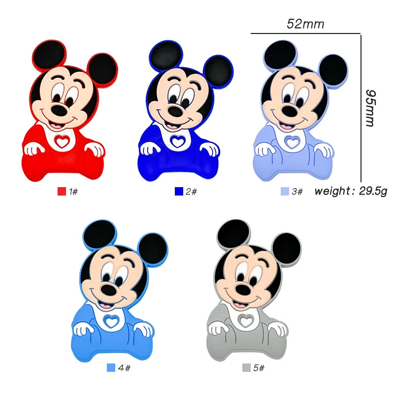 1/3/10pcs Silicone Mickey Teething Beads Food Grade Cartoon Shape Baby Teethers Toys DIY Pacifier Clips Chain Accessories