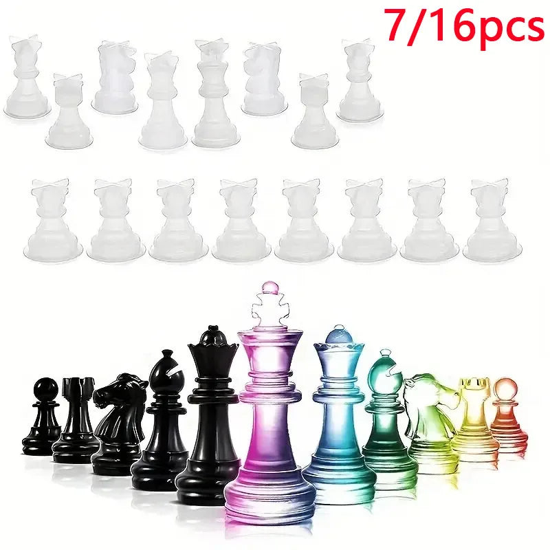 Moldes de Silicona 3D para Ajedrez y Damas | 7/16pcs | Resina DIY Juegos ♟️