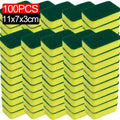 100/1Pcs Kitchen Dishwashing Sponge Soft Absorbent Clean Rub Pot Rust Scouring Pad Removing Kits Household Cleaning Brush Sponge